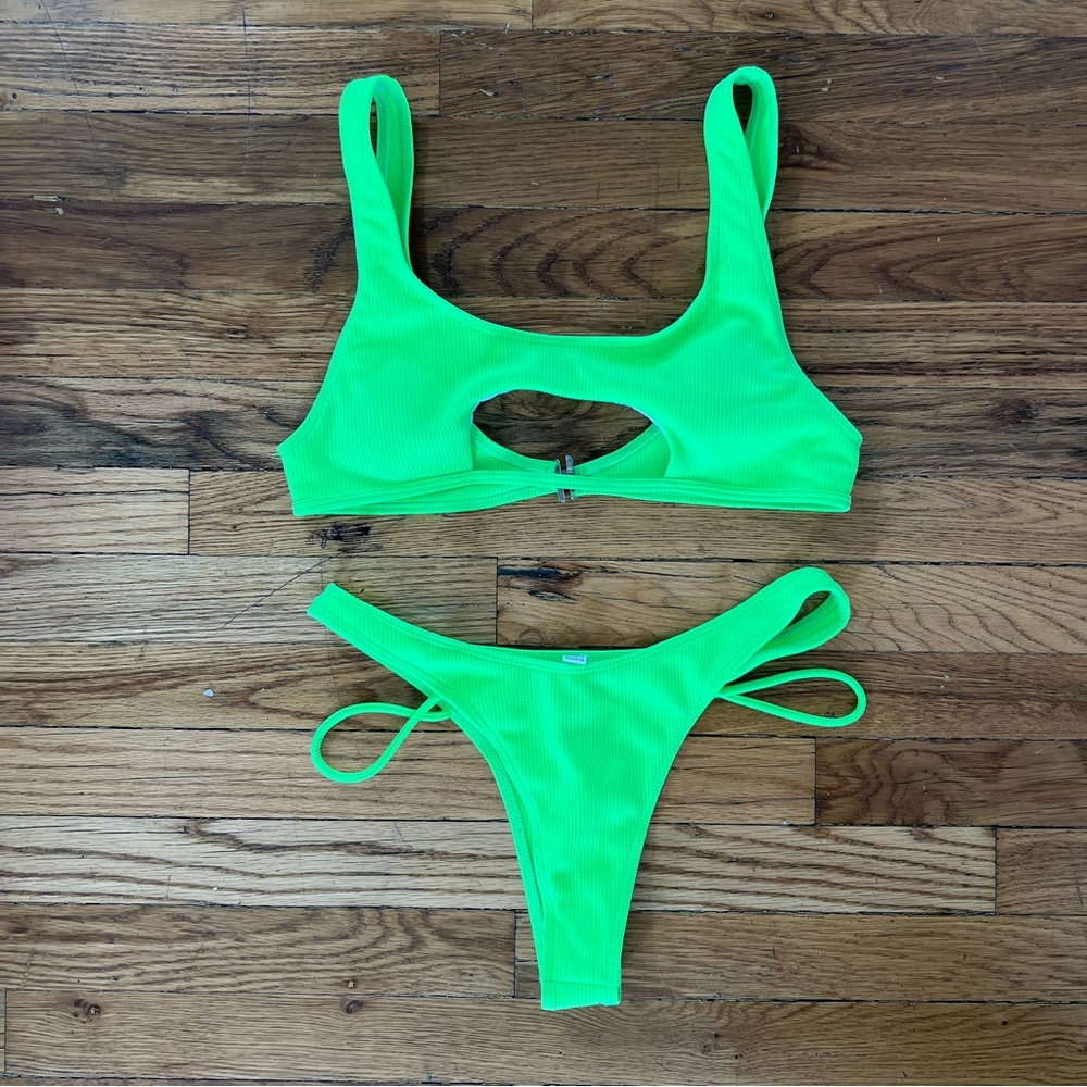 SHERRYDC SEXY SCOOP NECK CUTOUT STRAPPY BIKINI SET